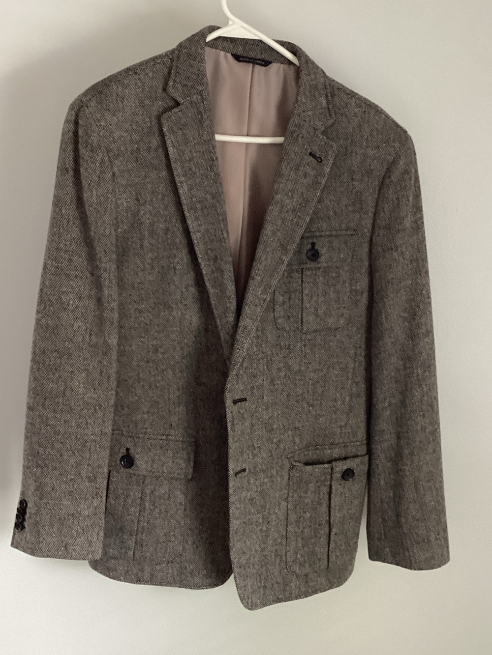 Banana Republic Men's Gray Herringbone Wool-Blend Blazer